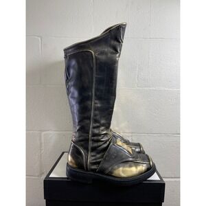 Funtasma Captain-115 Black‎ Gold Studded Knee High Boots Zip Side Sz S Mens 8-9